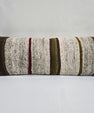 Turkish Lumbar Rug Pillow Beige Brown Green Burgundy Cushion Cover Hemp Pillow 14" x 40" #9408