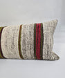 Turkish Lumbar Rug Pillow Beige Brown Green Burgundy Cushion Cover Hemp Pillow 14" x 40" #9408
