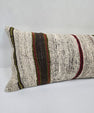 Turkish Lumbar Rug Pillow Beige Brown Green Burgundy Cushion Cover Hemp Pillow 14" x 40" #9408