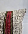 Turkish Lumbar Rug Pillow Beige Brown Green Burgundy Cushion Cover Hemp Pillow 14" x 40" #9408