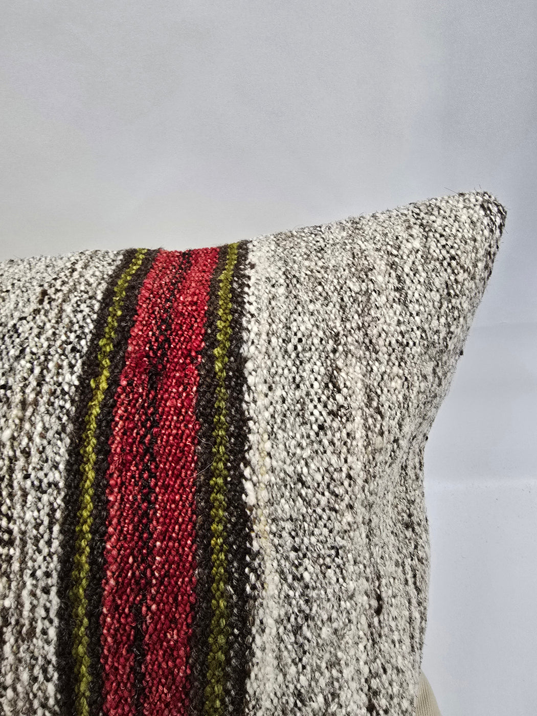 Turkish Lumbar Rug Pillow Beige Brown Green Burgundy Cushion Cover Hemp Pillow 14" x 40" #9408