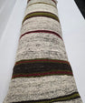 Turkish Lumbar Rug Pillow Beige Brown Green Burgundy Cushion Cover Hemp Pillow 14" x 40" #9408