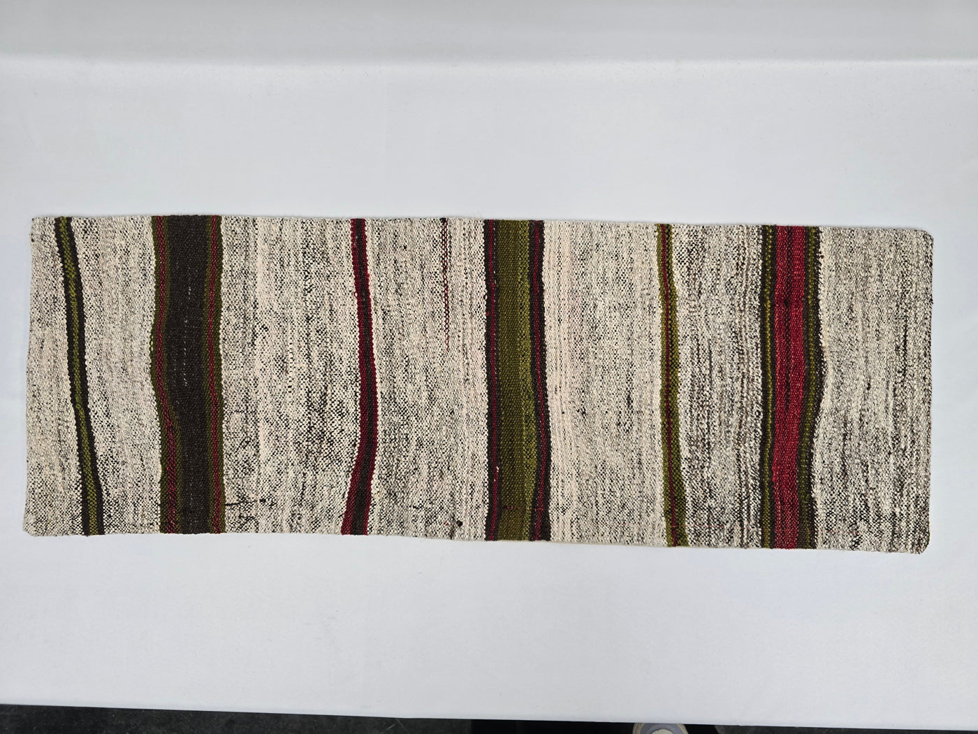 Turkish Lumbar Rug Pillow Beige Brown Green Burgundy Cushion Cover Hemp Pillow 14" x 40" #9408