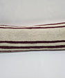 Turkish Lumbar Rug Pillow Beige Burgundy Cushion Cover Hemp Pillow 14" x 40" #9428