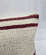 Turkish Lumbar Rug Pillow Beige Burgundy Cushion Cover Hemp Pillow 14" x 40" #9428
