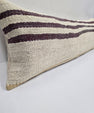 Turkish Lumbar Rug Pillow Beige Purple Cushion Cover Hemp Pillow 14" x 40" #9390