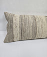Turkish Lumbar Rug Pillow Beige Brown Cream Cushion Cover Hemp Pillow 14" x 40" #9383