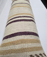 Turkish Lumbar Rug Pillow Cream Purple Cushion Cover Hemp Pillow 14" x 40" #9382