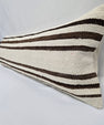 Turkish Lumbar Rug Pillow Cream Brown Cushion Cover Hemp Pillow 14" x 40" #9380