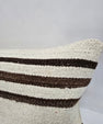 Turkish Lumbar Rug Pillow Cream Brown Cushion Cover Hemp Pillow 14" x 40" #9380