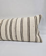 Turkish Lumbar Rug Pillow Cream Black Cushion Cover Hemp Pillow 14" x 40" #9379