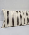 Turkish Lumbar Rug Pillow Cream Black Cushion Cover Hemp Pillow 14" x 40" #9379