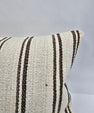 Turkish Lumbar Rug Pillow Cream Black Cushion Cover Hemp Pillow 14" x 40" #9379
