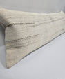 Turkish Lumbar Rug Pillow Beige Brown Cushion Cover Hemp Pillow 14" x 40" #9378