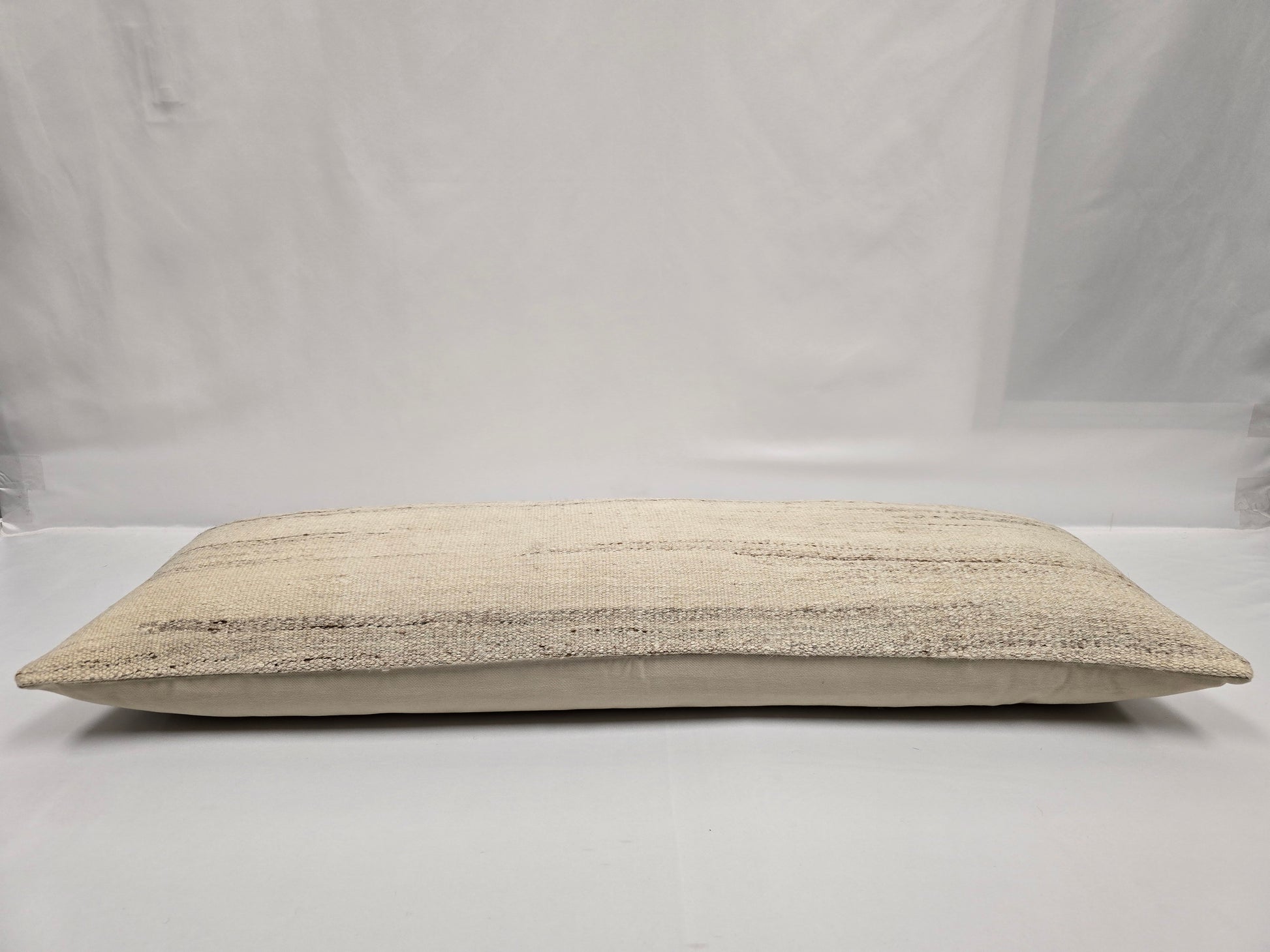 Turkish Lumbar Rug Pillow Beige Brown Cushion Cover Hemp Pillow 14" x 40" #9378