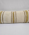 Turkish Lumbar Rug Pillow Cream Brown Yellow Cushion Cover Hemp Pillow 14" x 40" #9375