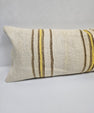 Turkish Lumbar Rug Pillow Cream Brown Yellow Cushion Cover Hemp Pillow 14" x 40" #9375
