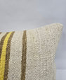 Turkish Lumbar Rug Pillow Cream Brown Yellow Cushion Cover Hemp Pillow 14" x 40" #9375