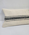 Turkish Lumbar Rug Pillow Cream Black Cushion Cover Hemp Pillow 14" x 40" #9374