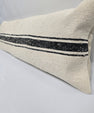 Turkish Lumbar Rug Pillow Cream Black Cushion Cover Hemp Pillow 14" x 40" #9374