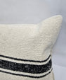 Turkish Lumbar Rug Pillow Cream Black Cushion Cover Hemp Pillow 14" x 40" #9374