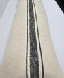 Turkish Lumbar Rug Pillow Cream Black Cushion Cover Hemp Pillow 14" x 40" #9374