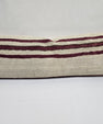 Turkish Lumbar Rug Pillow Cream Burgundy Green Cushion Cover Hemp Pillow 14" x 40" #9427