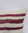 Turkish Lumbar Rug Pillow Cream Burgundy Green Cushion Cover Hemp Pillow 14" x 40" #9427