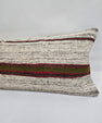 Turkish Lumbar Rug Pillow Gray Red Green Cushion Cover Hemp Pillow 14" x 40" #9406