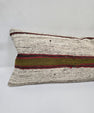 Turkish Lumbar Rug Pillow Gray Red Green Cushion Cover Hemp Pillow 14" x 40" #9406