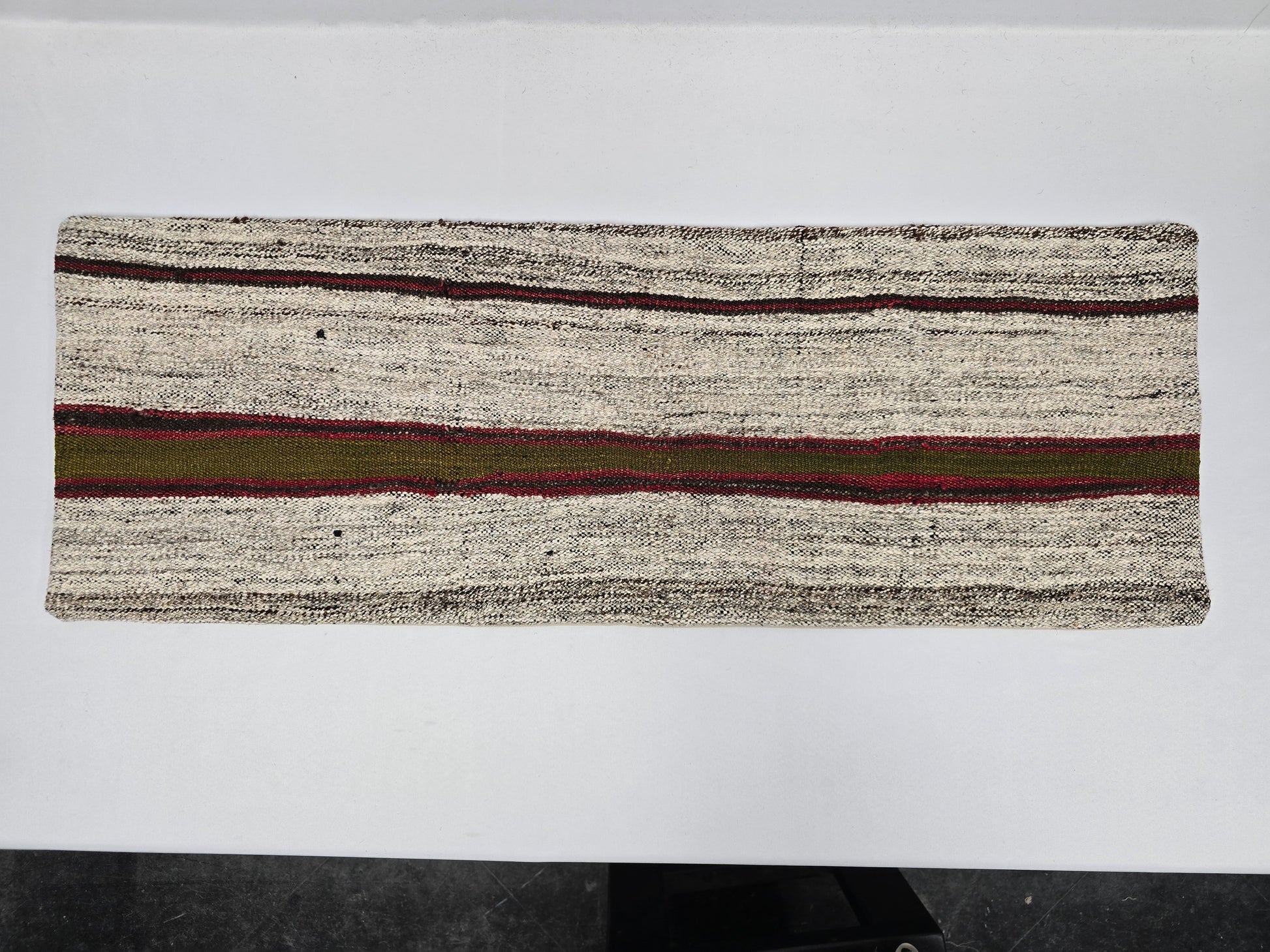 Turkish Lumbar Rug Pillow Gray Red Green Cushion Cover Hemp Pillow 14" x 40" #9406