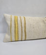 Turkish Lumbar Rug Pillow Cream Brown Yellow Cushion Cover Hemp Pillow 14" x 40" #9404