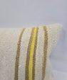 Turkish Lumbar Rug Pillow Cream Brown Yellow Cushion Cover Hemp Pillow 14" x 40" #9404
