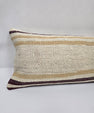 Turkish Lumbar Rug Pillow Cream Purple Cushion Cover Hemp Pillow 14" x 40" #9403