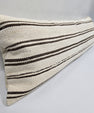 Turkish Lumbar Rug Pillow Cream Brown Cushion Cover Hemp Pillow 14" x 40" #9400