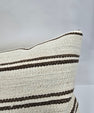 Turkish Lumbar Rug Pillow Cream Brown Cushion Cover Hemp Pillow 14" x 40" #9400