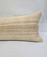 Turkish Lumbar Rug Pillow Beige Brown Cushion Cover Hemp Pillow 14" x 40" #9307