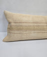 Turkish Lumbar Rug Pillow Beige Brown Cushion Cover Hemp Pillow 14" x 40" #9307