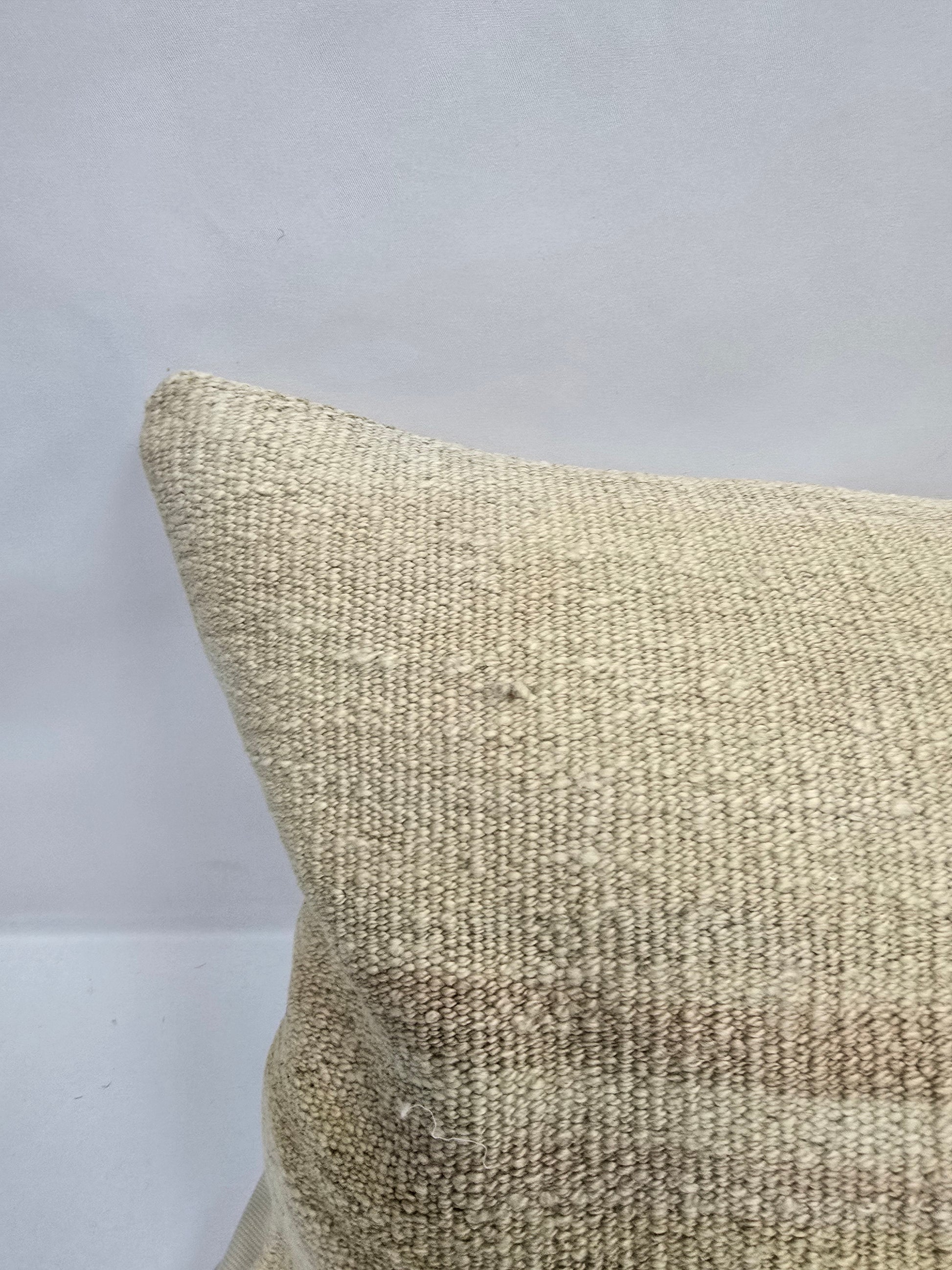 Turkish Lumbar Rug Pillow Beige Brown Cushion Cover Hemp Pillow 14" x 40" #9307