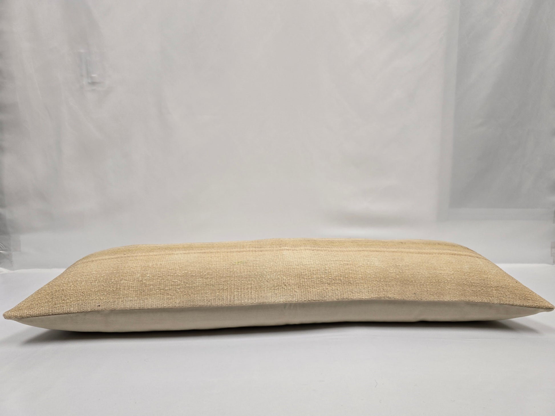 Turkish Lumbar Rug Pillow Beige Brown Cushion Cover Hemp Pillow 14" x 40" #9307