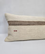 Turkish Lumbar Rug Pillow Cream Red Brown Cushion Cover Hemp Pillow 14" x 40" #9369