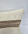 Turkish Lumbar Rug Pillow Cream Red Brown Cushion Cover Hemp Pillow 14" x 40" #9369