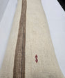 Turkish Lumbar Rug Pillow Cream Red Brown Cushion Cover Hemp Pillow 14" x 40" #9369