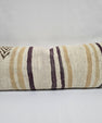 Turkish Lumbar Rug Pillow Cream Purple Brown Cushion Cover Hemp Pillow 14" x 40" #9368