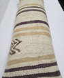 Turkish Lumbar Rug Pillow Cream Purple Brown Cushion Cover Hemp Pillow 14" x 40" #9368
