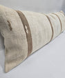 Turkish Lumbar Rug Pillow Cream Brown Cushion Cover Hemp Pillow 14" x 40" #9365