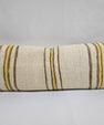 Turkish Lumbar Rug Pillow Cream Brown Yellow Cushion Cover Hemp Pillow 14" x 40" #9356