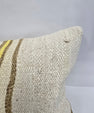 Turkish Lumbar Rug Pillow Cream Brown Yellow Cushion Cover Hemp Pillow 14" x 40" #9356
