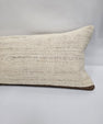 Turkish Lumbar Rug Pillow Cream Brown Cushion Cover Hemp Pillow 14" x 40" #9355