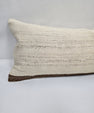 Turkish Lumbar Rug Pillow Cream Brown Cushion Cover Hemp Pillow 14" x 40" #9355